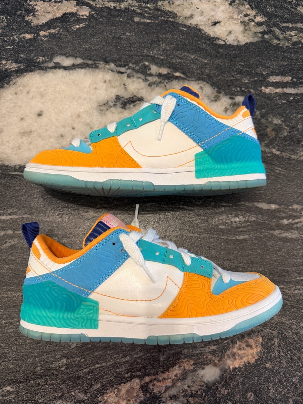 Women’s Low-Top Sneakers in Turquoise, Orange & White
